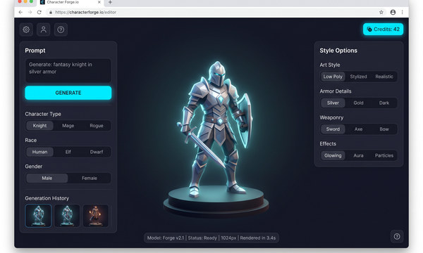 AI generating a 3D game character