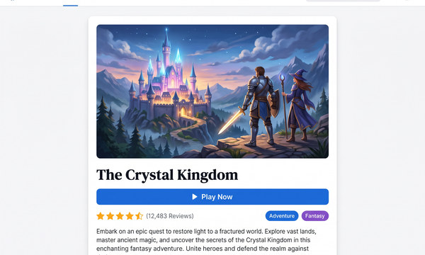 Published game on storefront